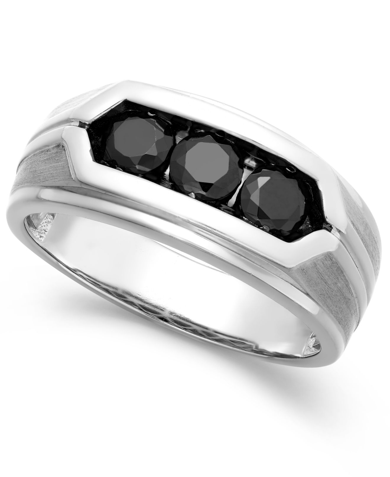 Lyst Macy'S Men's Black Diamond Ring In Sterling Silver (1 Ct. T.w